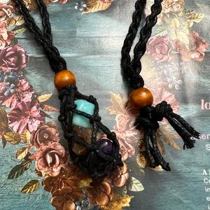 NEW Citrine, Amethyst, Amazonite Macrame  necklace